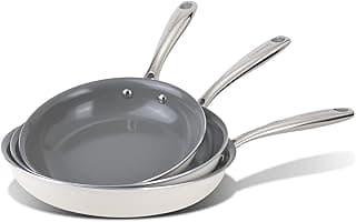 Ceramic Nonstick Frying Pan Set - 3-Piece Skillet Set (8", 9.5", 11"), PFOA & PFAS Free, Stay Cool Handle, Dishwasher Safe, Induction Compatible Cookware for Omelet, Sauté, Fry