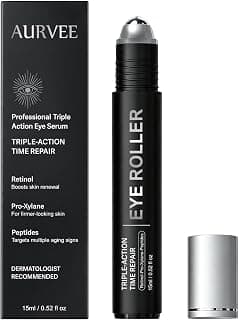 Under Eye Serum-Caffeine & Retinol & Peptide Eye Serum for Dark Circles, Puffiness & Fine Lines, Travel Essential Vegan Skincare Brightener Roller, Cooling Eye Massage, Dermatologist-Tested