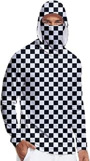 Men's UPF 50+ Sun Hoodie with Mask Fishing Shirts Long Sleeve Athletic Outdoor Rash Guard