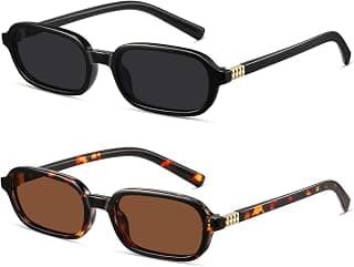 Retro Rectangle Sunglasses for Women Men Trendy Vintage Small Square