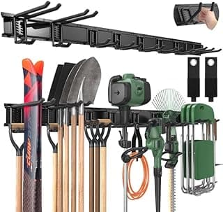 LBT 66" Garage Tool Organizer Wall Mount - 720lbs Garden Tool Organizer | Anti-Rust, Adjustable Hooks, Sheds Garden Tool Organizer Black, Gifts For Men Dad Husband