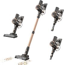 Cordless Vacuum Cleaner, Stick Vacuum with LED Display, Real-Time Battery Level Rechargeable Cordless Vacuum with 2 Adjustable Suction Modes, 40 Mins Runtime Handheld Vacuum for Home(Black Rose)