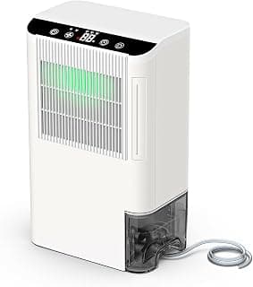 Dehumidifiers for Home, 2000 Sq.Ft Small Dehumidifier with 3.3ft Drain Hose, 2.5L Tank, Timer Sleep Mode, Portable Dehumidifier for Basement, Bedroom, Bathroom (Milk White)