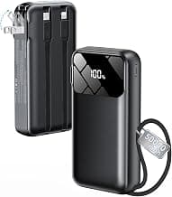 Portable Charger 50000mAh, Power Bank with Built-in Cables & Wall Plug | Fast-Charging, Ultra-High-Capacity Battery Pack for Travel Essential, for iPhone, Samsung, Google Pixel, and iPad-Black