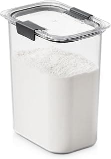 Rubbermaid Brilliance 16-Cup Airtight Food Storage Container with Lid Clear/Grey - optimal for pantry organization flour sugar and food storage