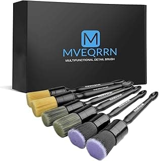 MVEQRRN 6 Pcs Car Detailing Brush Set, Boars Hair & Soft Cleaning Brushes | No Scratch,Detailing Brush for Air Vent,Leather Seat,Detail Brushes Car Detailing for Interior Exterior