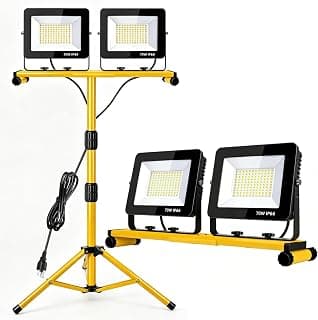 LED Work Lights with Stand, 14000 Lumen, 2-Head Adjustable Work Light