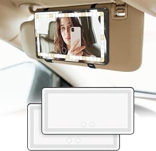 JOYTUTUS Car Sun Visor Vanity Mirror, Car Vanity Mirror With Lights, Makeup Mirror with 3 Light Modes & 60 LEDs, Car Mirror Dimmable Touch Control Travel Makeup Mirror for Car Truck SUV