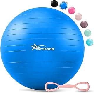 Exercise Ball - Anti-Burst Yoga Ball for Pilates, Pregnancy & Core Stability - Ergonomic Office Desk Ball Chair & Physical Therapy Equipment, Quick Pump Included