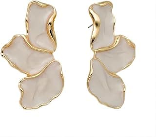 Irregular Petal Earring For Women Stainless Steel Unique Statement Flower Dangle Earrings Trendy Jewelry Gift