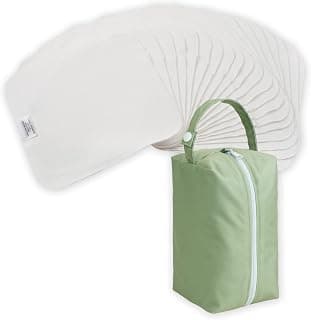 Nora's Nursery Reusable Baby Wipes, 100% Cotton Washcloths, Soft and Absorbent Towels for Newborn Bath and Face, Includes 20 Wipes with 1 Waterproof Pod for On-The-Go Moms, Ideal for Sensitive Skin