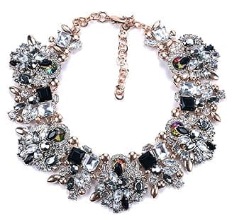 Bib Statement Necklace Colorful Glass Crystal Collar Choker Necklace for Women Fashion Accessories