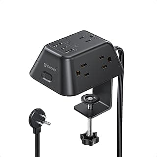 Desk Clamp Power Strip, Surge Protector with 5 AC Outlets and 3 USB Ports, Desk Mount Charging Station, Fit 1.97in Tabletop Edge Thick, 6FT Extension Cord, for Home Office Gaming Accessories, Black