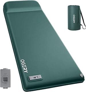 OGERY Self Inflating Sleeping Pad with Electric Pump, 3.15" Memory Foam Camping Pad, R-Value 9.5, Built-in Pillow, 4 Season Mat for Tent, Car Camping & RV