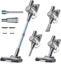 Zefiro Cordless Vacuum Cleaner, 450W/40Kpa Vacuum Cleaners for Home | 50Mins Stick Vacuum with LED Display, Anti-Tangle and Lightweight, Rechargeable Vacuum for Pet Hair/Carpet/Hardwood Floor