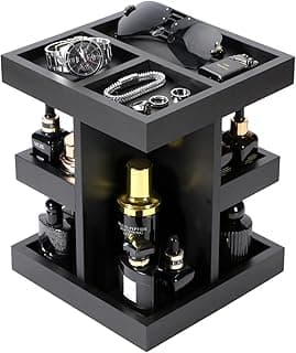 EXIN DECHEN Cologne Organizer for Men,Birthday Gifts for Men,Wooden Black | Easy Installation,360° Rotating,Boyfriend Husband Dad Gift Ideas,Mens Accessories for Desk,Bathroom Countertop,Vanity,Dresser