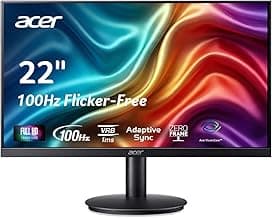 Acer 21.5in FHD 1920x1080 100Hz Office Monitor KB220Q H2bi | 1ms, AdaptiveSync (FreeSync Compatible), sRGB 99%, HDMI, VGA, VESA Mountable, Bluelight Filter, Flickerless Technology