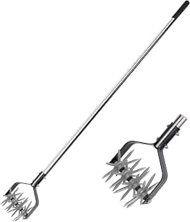 BARAYSTUS Rotary Cultivator Garden Tool, Adjustable Hand Tiller 29.7-57in