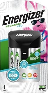 Energizer Recharge Pro Rechargeable AAA and AA Battery Charger with 4 NiMh Rechargeable AA Batteries, Provides a Full Charge in 4 Hours