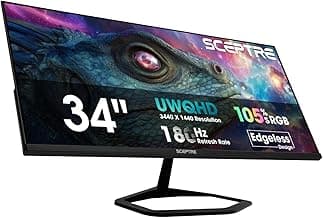 New! Sceptre 34-inch Prime Gaming Monitor 3440 x 1440 up to 180Hz DisplayPort HDMI Build-in Speakers, Machine Black 2027 (E345B-QU180D Series)