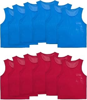 VOGRYE Pinnies for Sports Youth 12 24 Pack Reversible Team Practice Vests | reversible two tone mesh lightweight breathable elastic waistband machine wash soccer basketball football volleyball coach pe