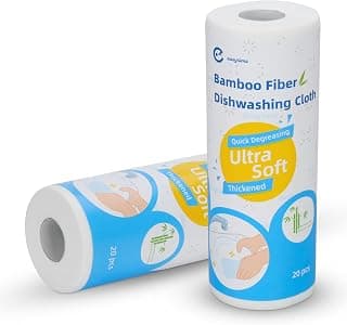 2 Rolls 40 Sheets Reusable Bamboo Paper Towels, Reusable Washable Paper Towels, Heavy Duty & High Absorption & Soft Bamboo Towels,for Kitchen (11"x11" Per Sheet)