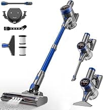 Cordless Vacuum Cleaner, 480W/45Kpa Vacuum Cleaners for Home, Self-Standing Stick Vacuum with LED Display, Anti-Tangle & Wall Mount Charging, 8 in 1 Lightweight Vacuum for Hard Floors Carpet Pet Hair