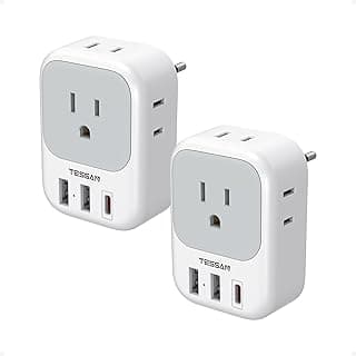 TESSAN European Travel Plug Adapter 2 Pack, Type C Plug | Not Voltage Converter, 4 Outlets 3 USB (1 USB C PD 20W), For Europe Italy Spain France Portugal Iceland Germany