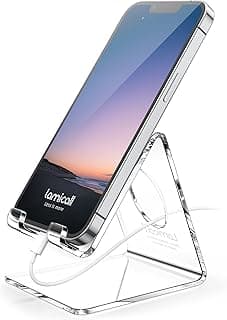 Lamicall Clear Acrylic Cell Phone Stand, Office Desk Decor Accessories | Office Cubicle Decor, Accessories & Workspace Organizers for Women, Teacher Desk Essentials, Cute Work From Home Supplies