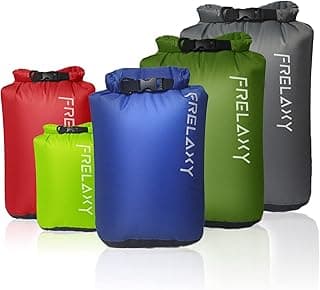 Frelaxy Dry Bag 5 Pack, Ultralight Waterproof Dry Sack for Outdoor Use | Durable material, Waterproof coating, Secure roll top closure, Lightweight, Compact storage, Hiking, camping, kayaking