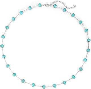 Created Turquoise Beaded Choker Necklace for Women