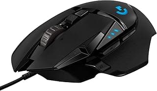 Logitech G502 Hero Wired Gaming Mouse - Black | High performance, 25,600 DPI, RGB, adjustable weights, 11 programmable buttons, on-board memory, PC/Mac