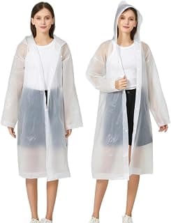Rain Ponchos for Adults Women Men (2-5 Pack), Reusable EVA Raincoats Jackets with Hood Portable Waterproof Rain Gear