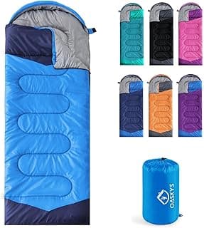 Camping Sleeping Bag - 3 Season Warm & Cool Weather - Summer Spring Fall Lightweight Waterproof for Adults Kids - Camping Essentials Gear Accessories Hiking Sleep Must Haves