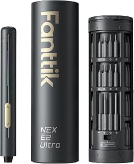 Fanttik E2 Ultra Electric Screwdriver, Screwdriver for Electronics (Grey) | 50 Magnetic Bits, Max.0.6N.m, RevoStor Magnetic Storage, 5/32''Hex Screwdriver for PC, 3D Printer, RC Cars, Drone