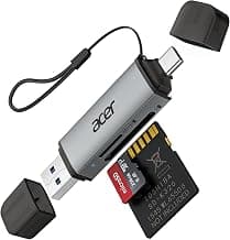 acer SD Card Reader USB C, Dual Slots USB Type C to Micro SD Card Adapter | Memory Card Reader for MicroSD, SDHC, SDXC, Compatible with Laptop, PC, iPhone16/15, MacBook Pro/Air, iPad Pro, Android