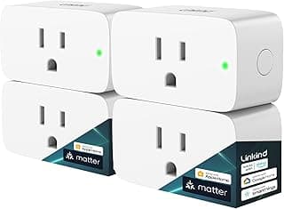 Linkind Matter Smart Plug, Work with Apple Home, Alexa, Siri, Google Home | Smart Outlet Timer & Schedule, Smart Home, 15A/1800W, APP Remote Control, ETL Certified, 2.4G Wi-Fi Only, 2 Pack