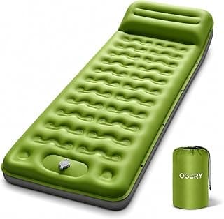 Sleeping Pad, Ultralight Inflating Camping Pad with 6" Extra-Thick | Camping Mattress With Pillows & Built-in Foot Pump, Compact Portable Sleeping Mat For Camping, Backpacking Tent Hiking Travel