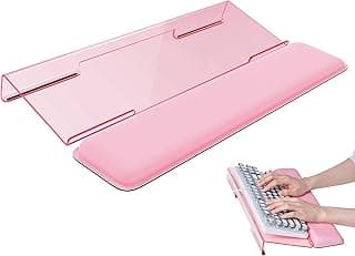 Laborio Computer Keyboard Wrist Rest, Keyboard Riser Stand for Desktop | Pink, Ergonomic Acrylic Keyboard Holder, Non-slip Wrist Pad, Pain Relief for Typing, Multiple Colors