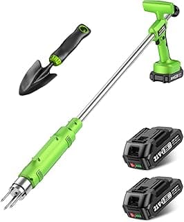 TaskStar Electric Weed Puller Tool: 21V Battery Powered w/ 2pcs 2000mAh, Heavy Duty 3-Claw Steel Root Weeder Stand-Up Remover Picker Grabber Popper, for Dandelion Lawn Garden Yard EWP001