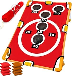Swooc Games - Coney Island Toss™ - Arcade Style Cornhole Board Set w/Carrying Case & 15+ Games - Corn Hole Games for Adults - Kids Bean Bag Toss Game - Kids Cornhole Set w/Bags - Outdoor Yard Games