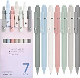 Back to School Supplies: 7 Pcs Gel Pens 0.5mm Black Ink Smooth Writing Pens | Fine Point Pens Cute Office College Essentials Stocking Stuffers for Women Teen Girls Nurse Teacher Gifts for Women