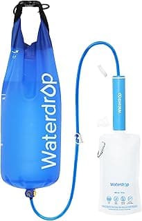 Waterdrop Gravity Water Filter Straw, Camping Water Filter, 0.1 Micron | Survival Water Purifier for Hiking, Backpacking & Emergency Preparedness, Multi-Stage Filter with 1.5 Gallon Water Bag
