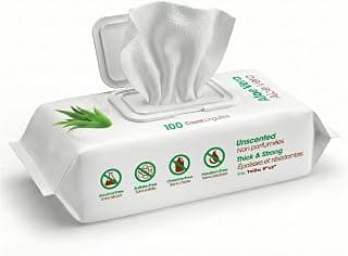 Best Pet Supplies Cleaning Dog Wipes - Hydrating Aloe, 100 Count | Unscented, Large 8x9" Pet Wipes, Vitamin E, Puppy & Cat Safe, Gentle Grooming, Resealable Pouch Prevents Drying