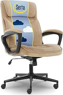 Serta Executive Office Chair Lumbar Support, Padded Arms Microfiber Chair