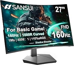 SANSUI 27 Inch Curved Gaming Monitor, 160Hz 144Hz FHD 1080P, 1500R Curved | PC Computer Monitor, FPS/RTS, 1Ms MPRT| FreeSync | HDR |4000:1, 110% sRGB,Low Blue Light|HDMI DP Ports for Gaming, Work