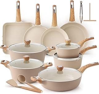 SENSARTE Ceramic Cookware Sets, Pots and Pans Set Non stick, Non toxic Healthy Induction Cookware, 26 Pcs Nonstick Kitchen Cooking Set, w/Frying Pans Set, Saucepans Set