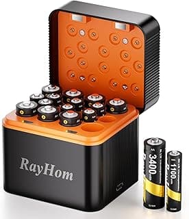 Rechargeable 8 AA and 8 AAA Lithium Batteries with Charger, 1.5 V Double A Triple A High-Capacity Rechargeable Batteries, 16 Slot Li-ion Battery Charger