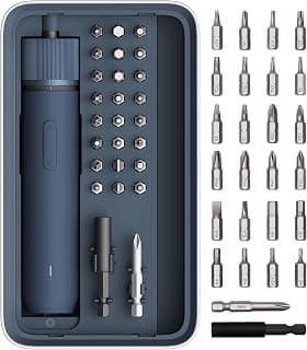 HOTO 25-Piece Upgraded Electric Screwdriver Kit, Cordless Screwdriver | 1/4'' Hex, Magnetic Lid, 1500mAh Rechargeable, LED Light, Ideal for Furniture Assembly, Home Repair, and Garage Projects