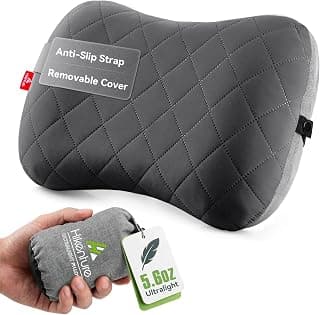 Hikenture Camping Pillow with Removable Cover, Ultralight Inflatable Pillow | Ergonomic Neck Lumber Support, Upgrade Leakproof Backpacking Pillow, Portable Packable for Hiking, Beach, Travel